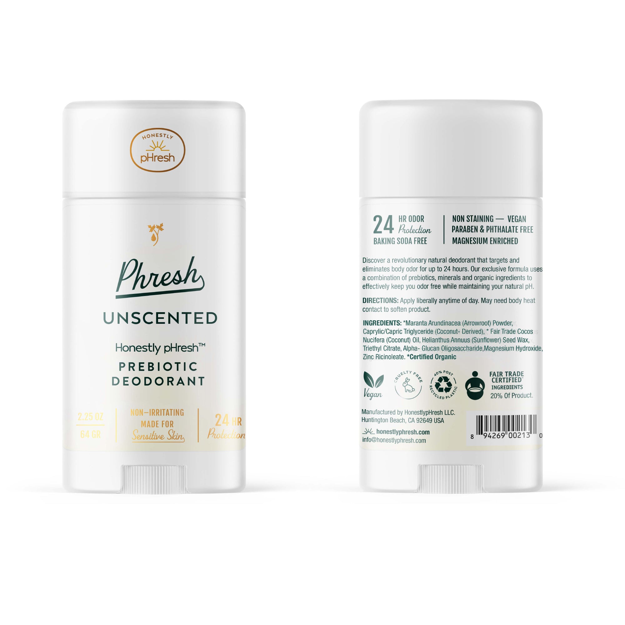 Phree Unscented Deodorant Stick