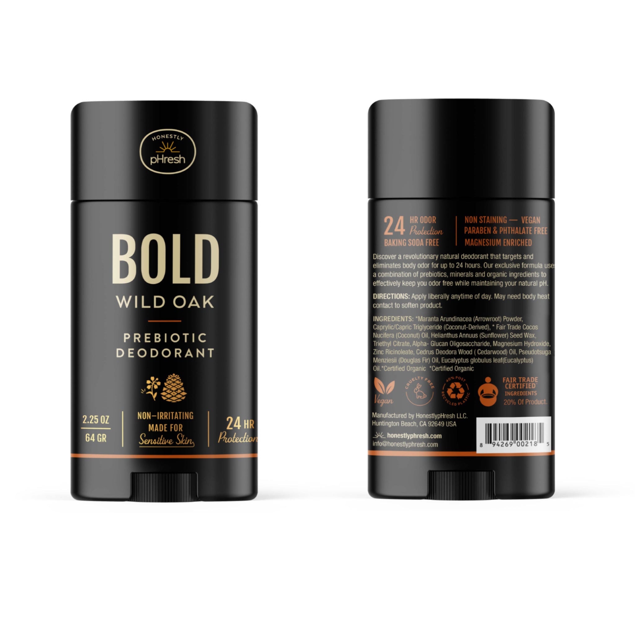 Bold Wild Oak prebiotic deodorant stick.